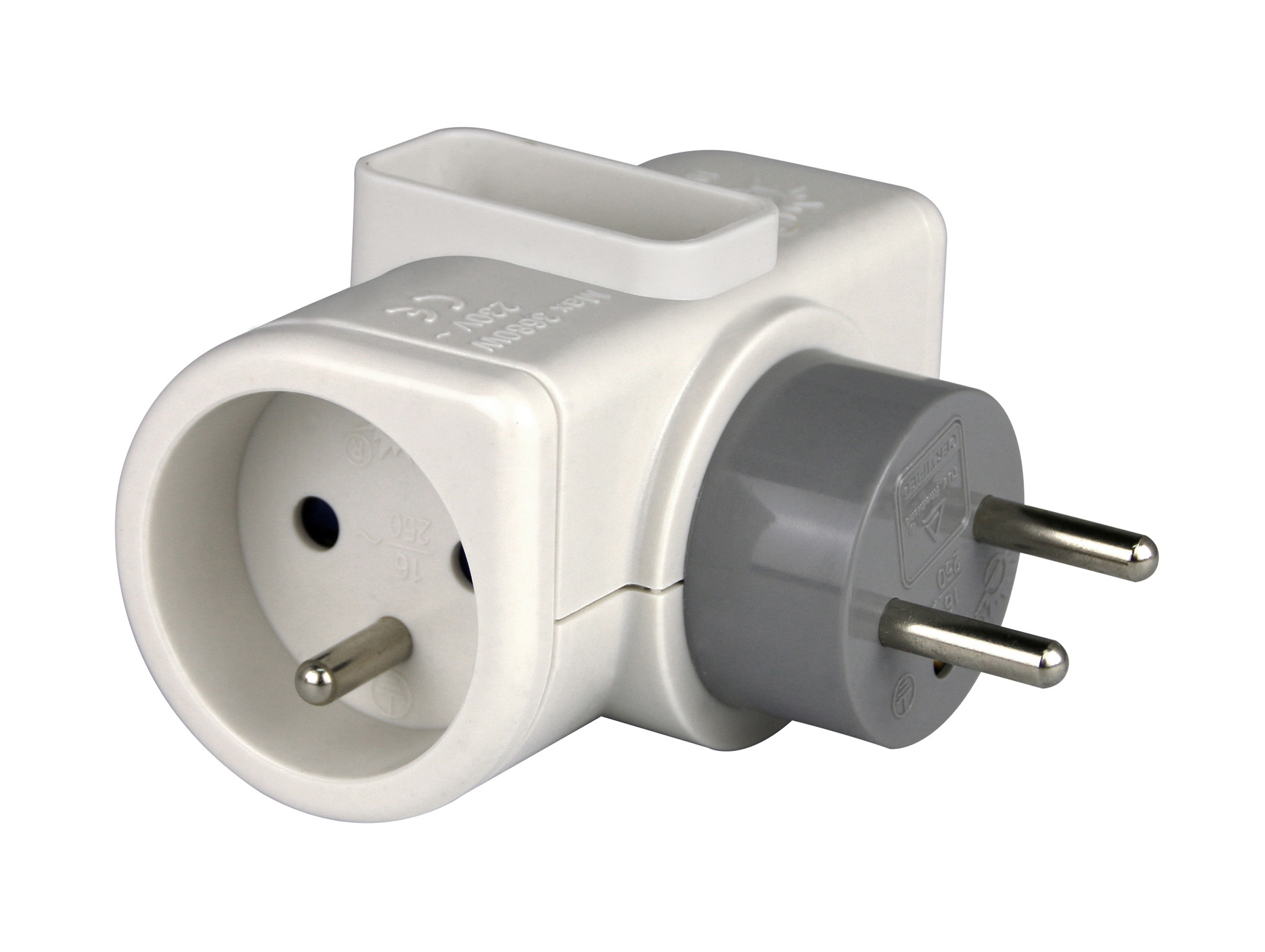 Triplite 2X16A + 1X6A rotative 180° blanc