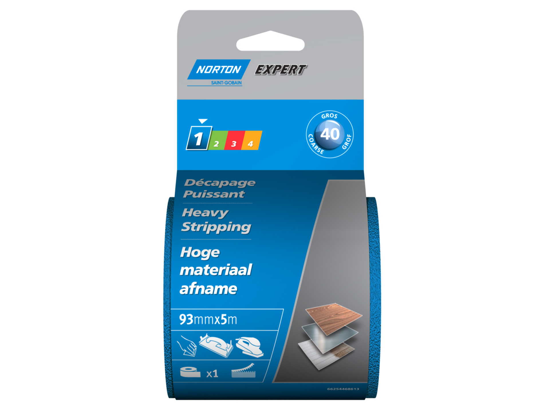 Rouleau abrasif auto-agrippant 93mm x 5m grain 40