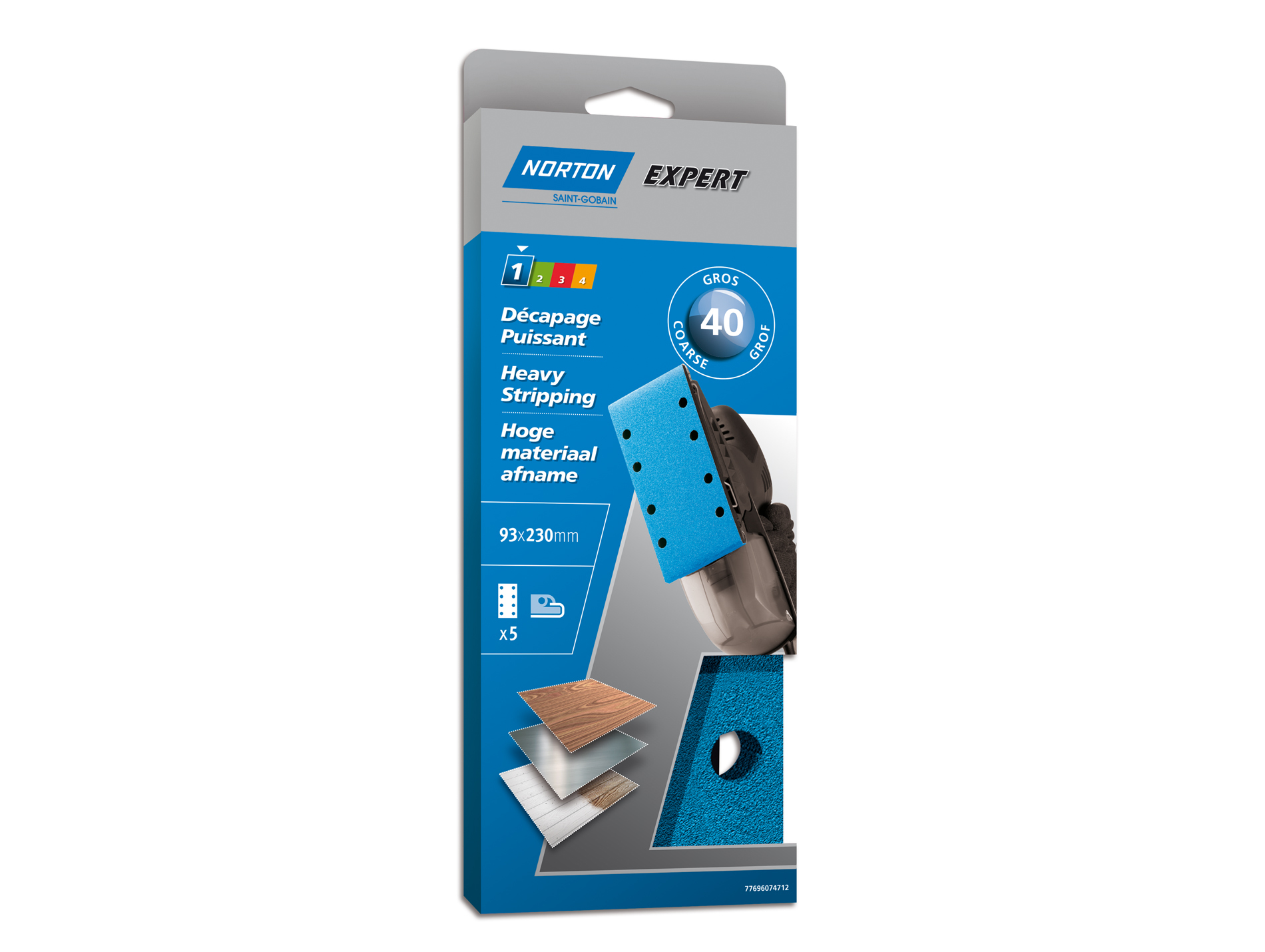 5 patins perforés 93x230mm grain 40 NORTON