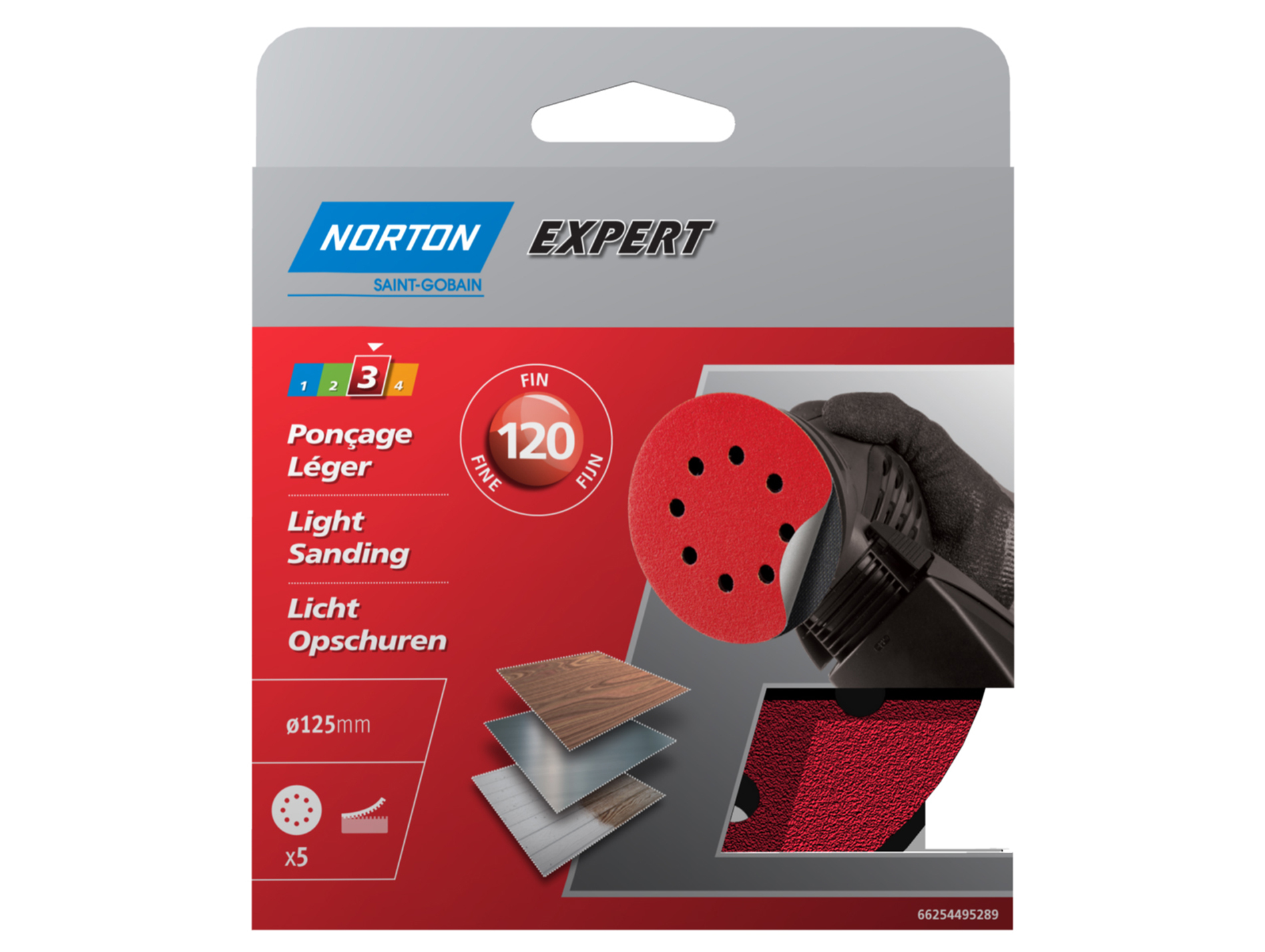 5 disques perforés PEX Ø125 auto-agrippants grain 120 NORTON