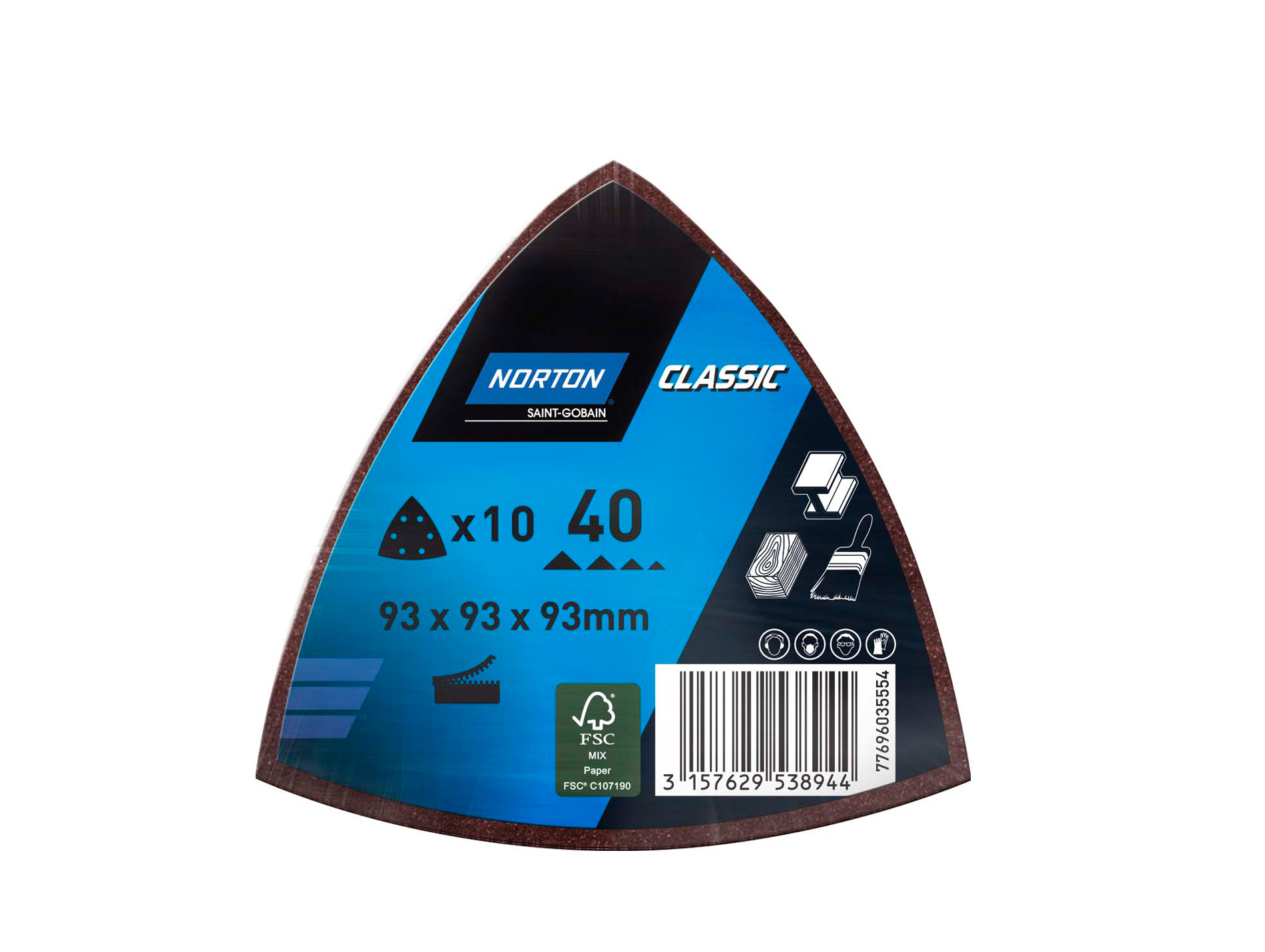 10 patins Delta 93x93mm grain 40 NORTON