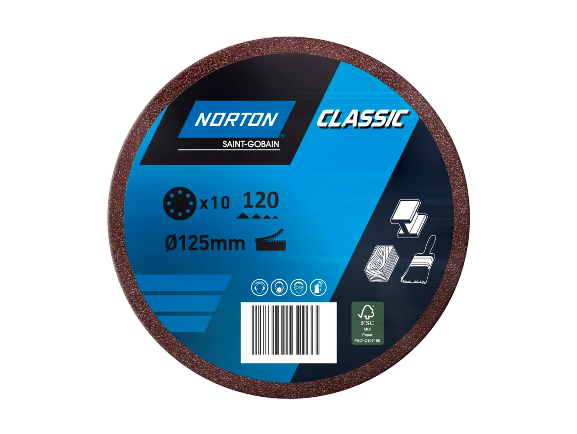 10 disques perforés PEX Ø125 grain 120 NORTON
