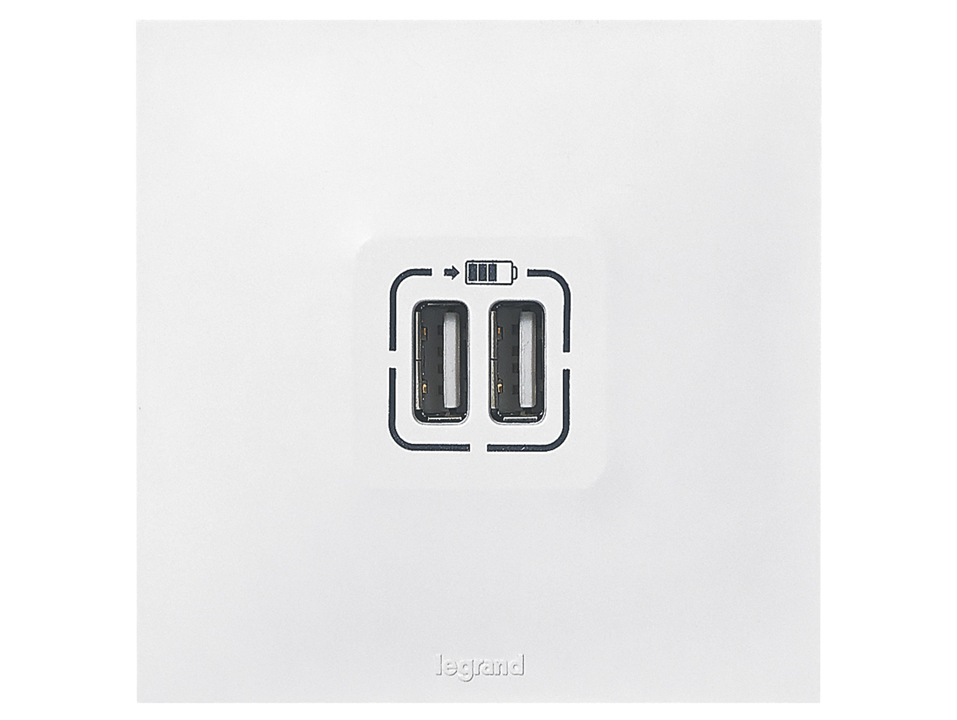 Double prise USB 2400mA LEGRAND Neptune Blanc