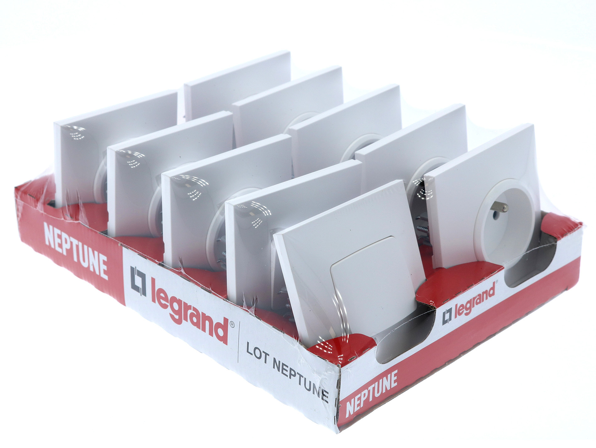 Lot de 8 double va-et-vient LEGRAND Neptune Blanc