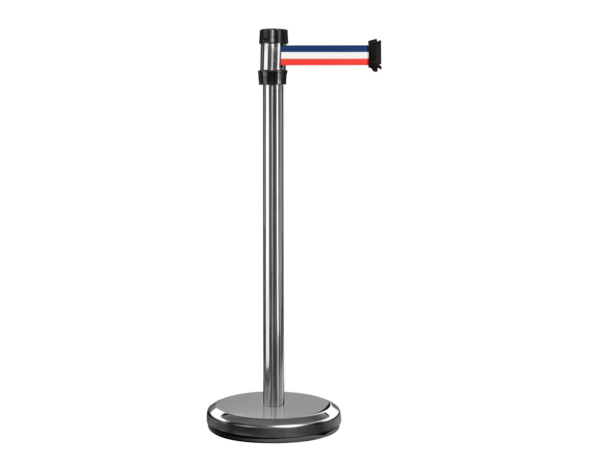 Poteau chromé sangle 2m bleu/blanc/rouge
