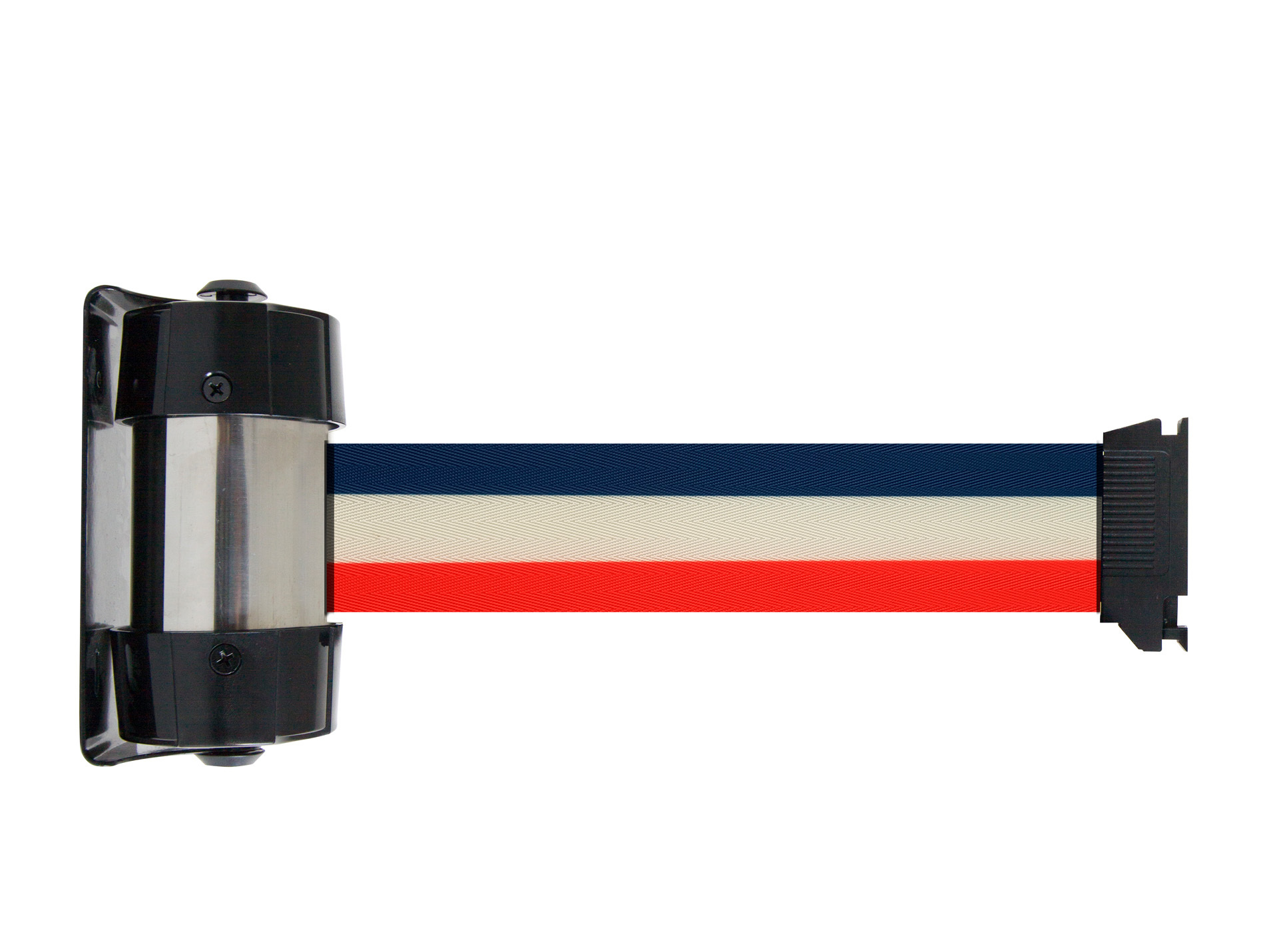 Enrouleur mural 2m sangle bleu/blanc/rouge