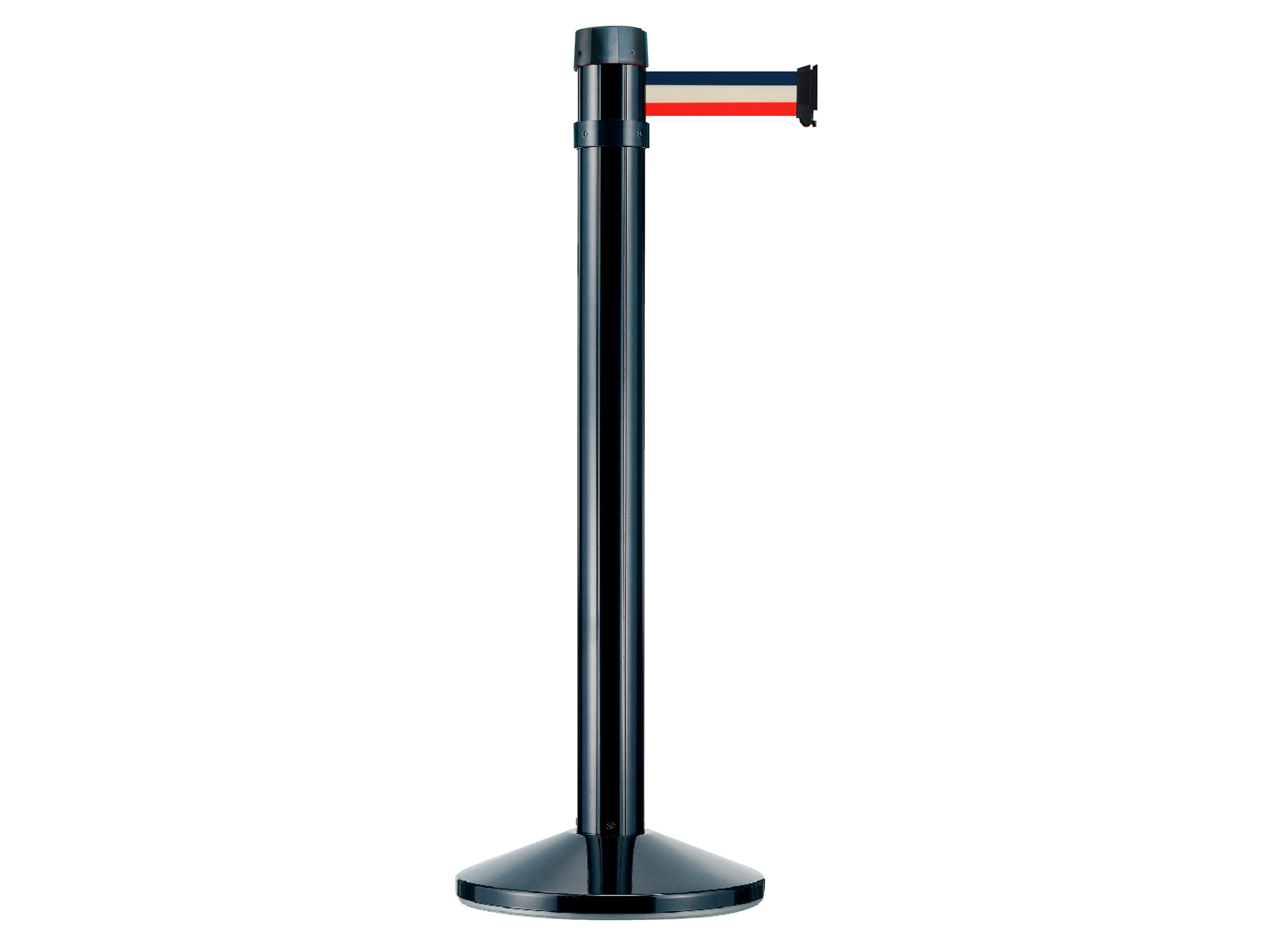 Poteau noir sangle 4m bleu/blanc/rouge