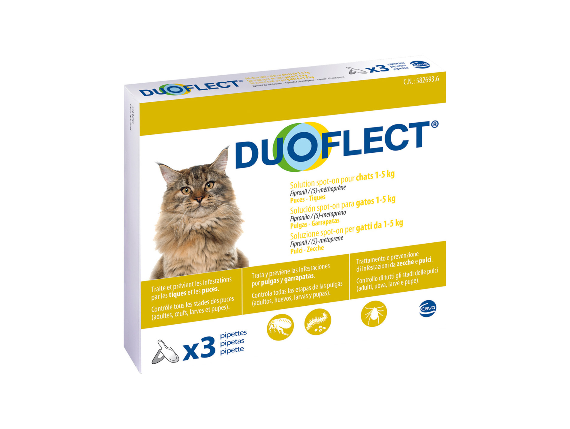 Antiparasitaire Duoflect chat/chien - de 5kg x3