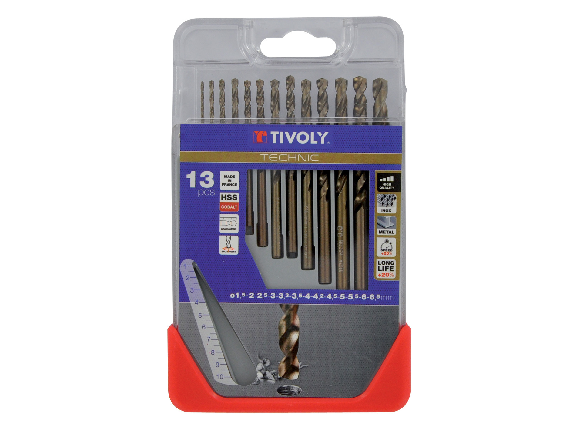 13 forets métal-inox HSS Cobalt Ø 1,5 à 6,5