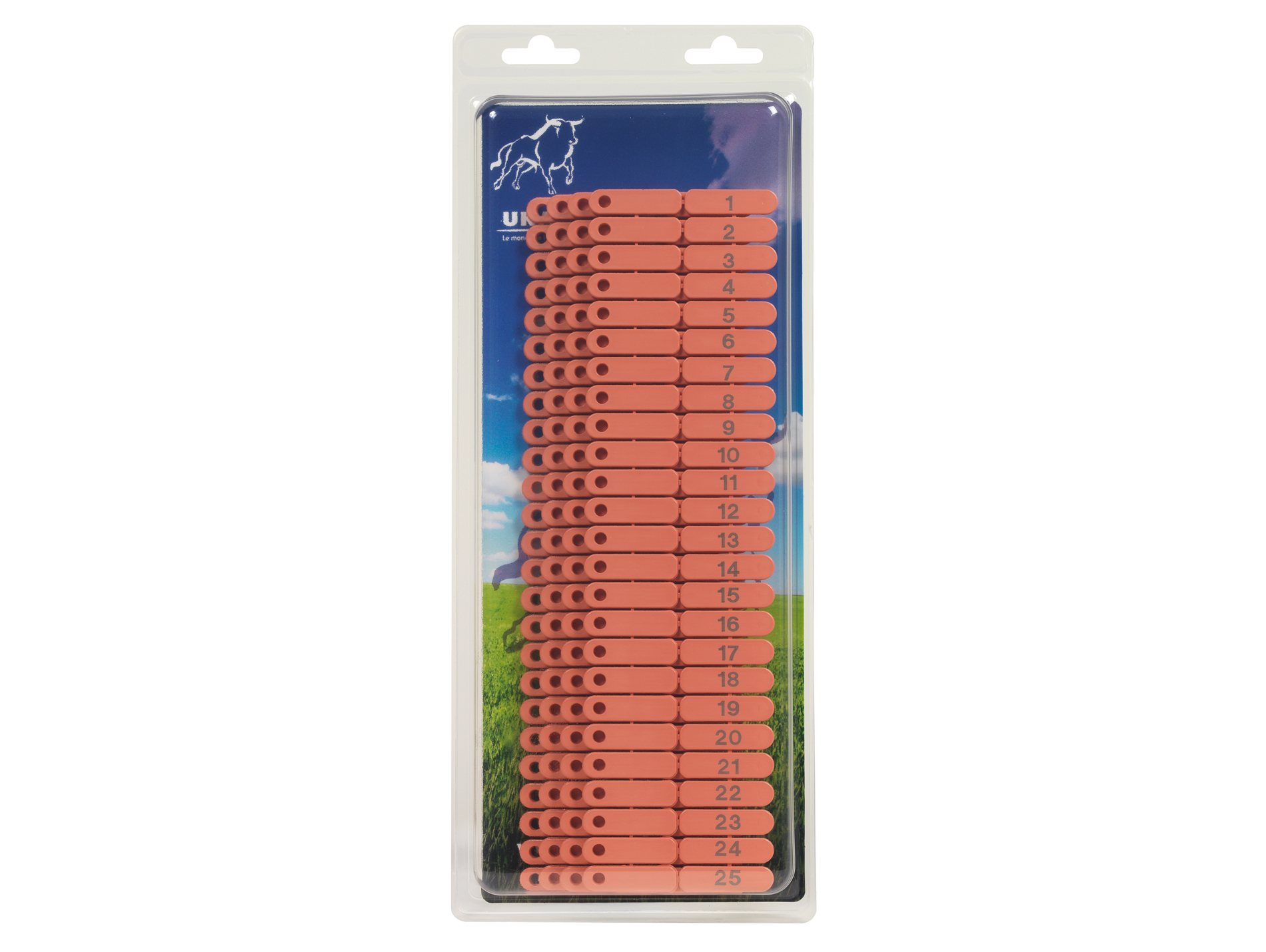 Boucle marquage UKALTAG ovin 1 à 100 30x10mm x100 rouge