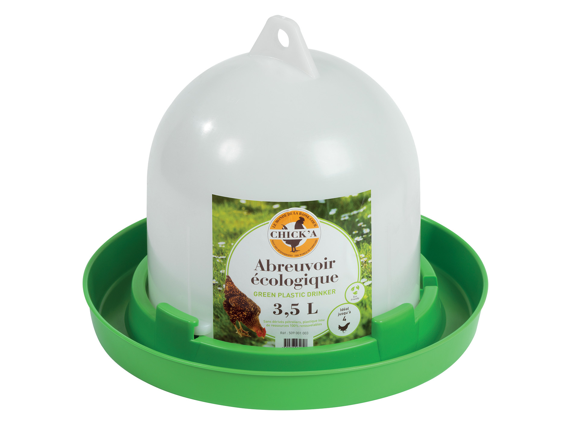 Abreuvoir en plastique CHICK'A Ligne verte pour volailles 3,5L