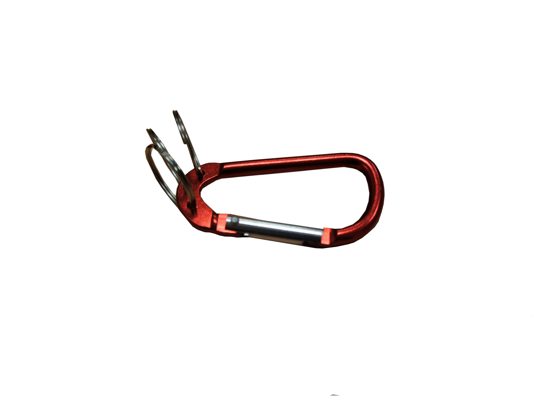 Mousqueton alu et 3 anneaux brisés L.70mm