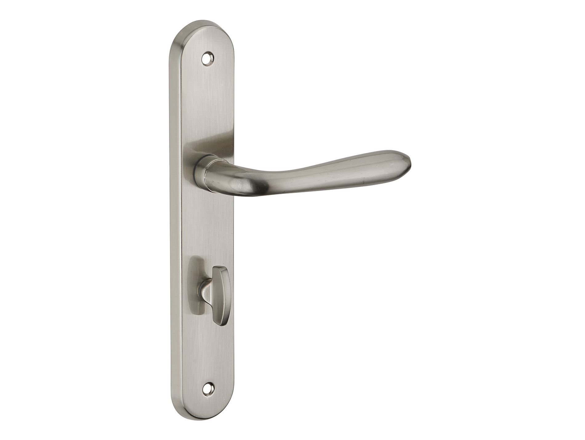 Poignée de porte Athena à condamnation entraxe 195mm nickelé brossé