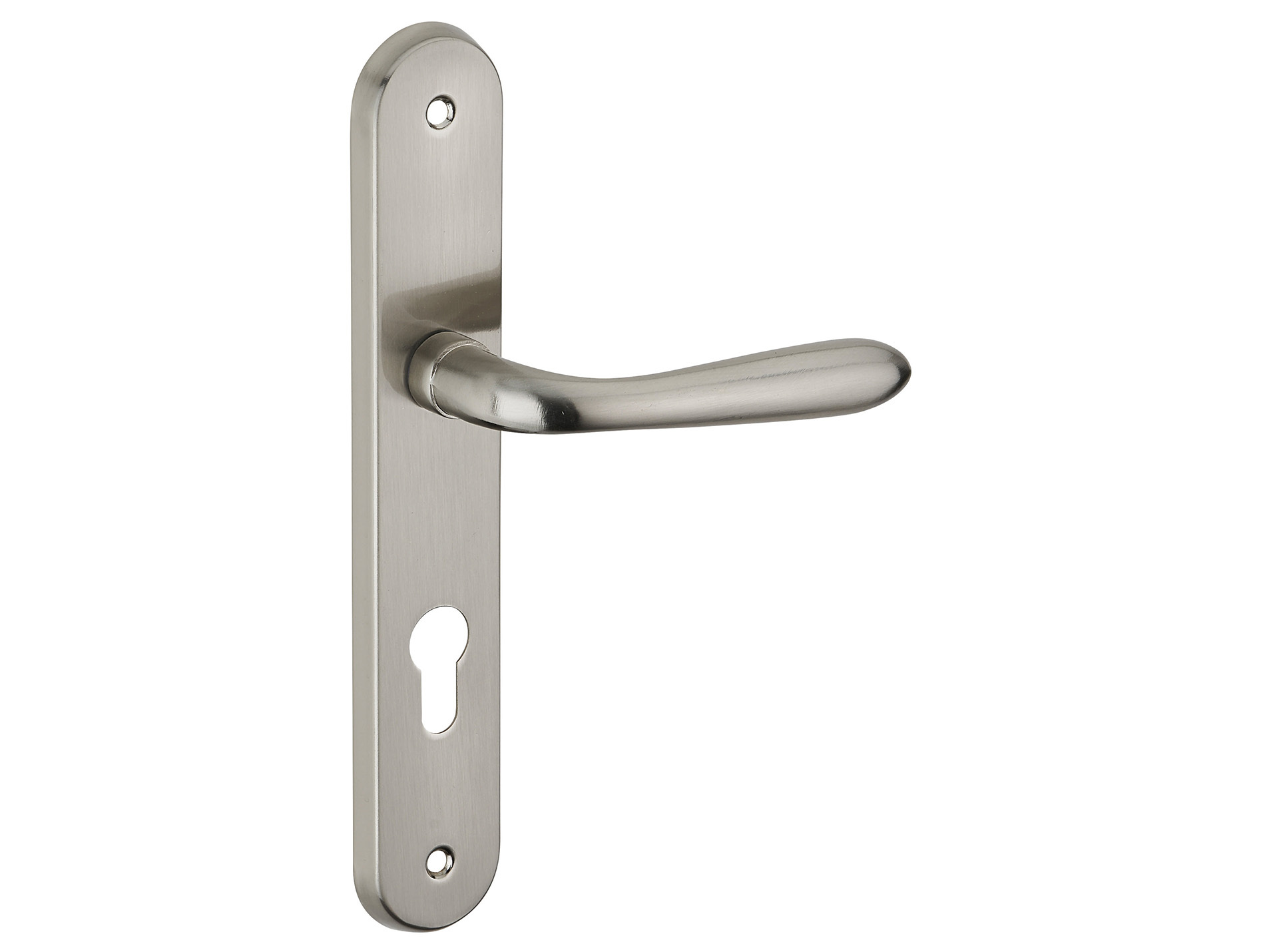 Poignée de porte Athena trou de cylindre entraxe 195mm nickelé