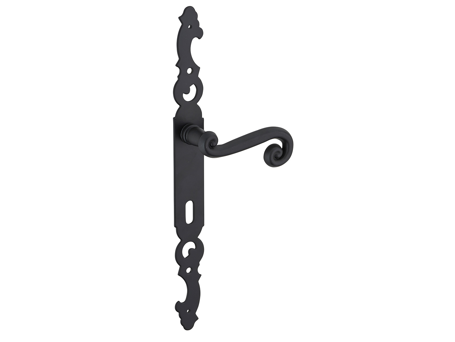 Poignée de porte Coq noir trou de clé entraxe 195mm