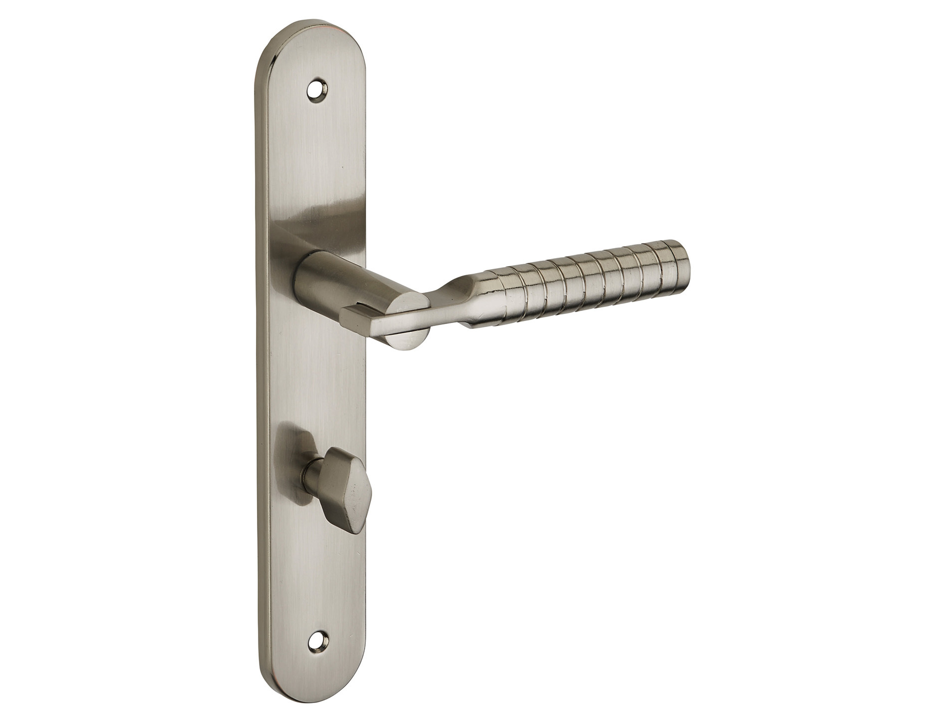 Poignée de porte Diane à condamnation entraxe 195mm nickelé brossé