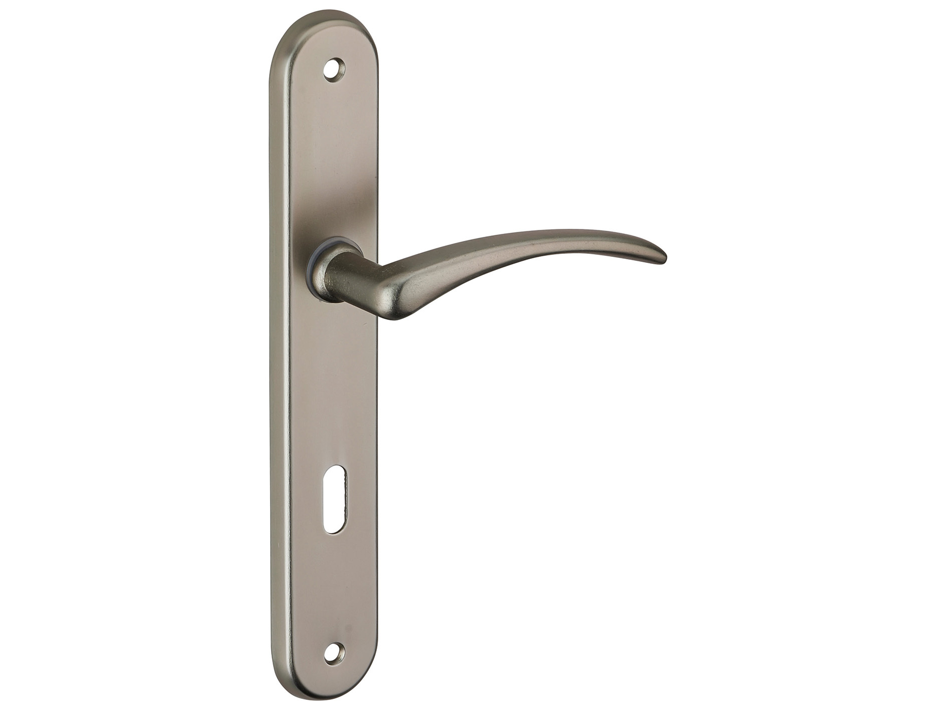 Poignée de porte Selene trou de clé entraxe 195mm nickelé satiné