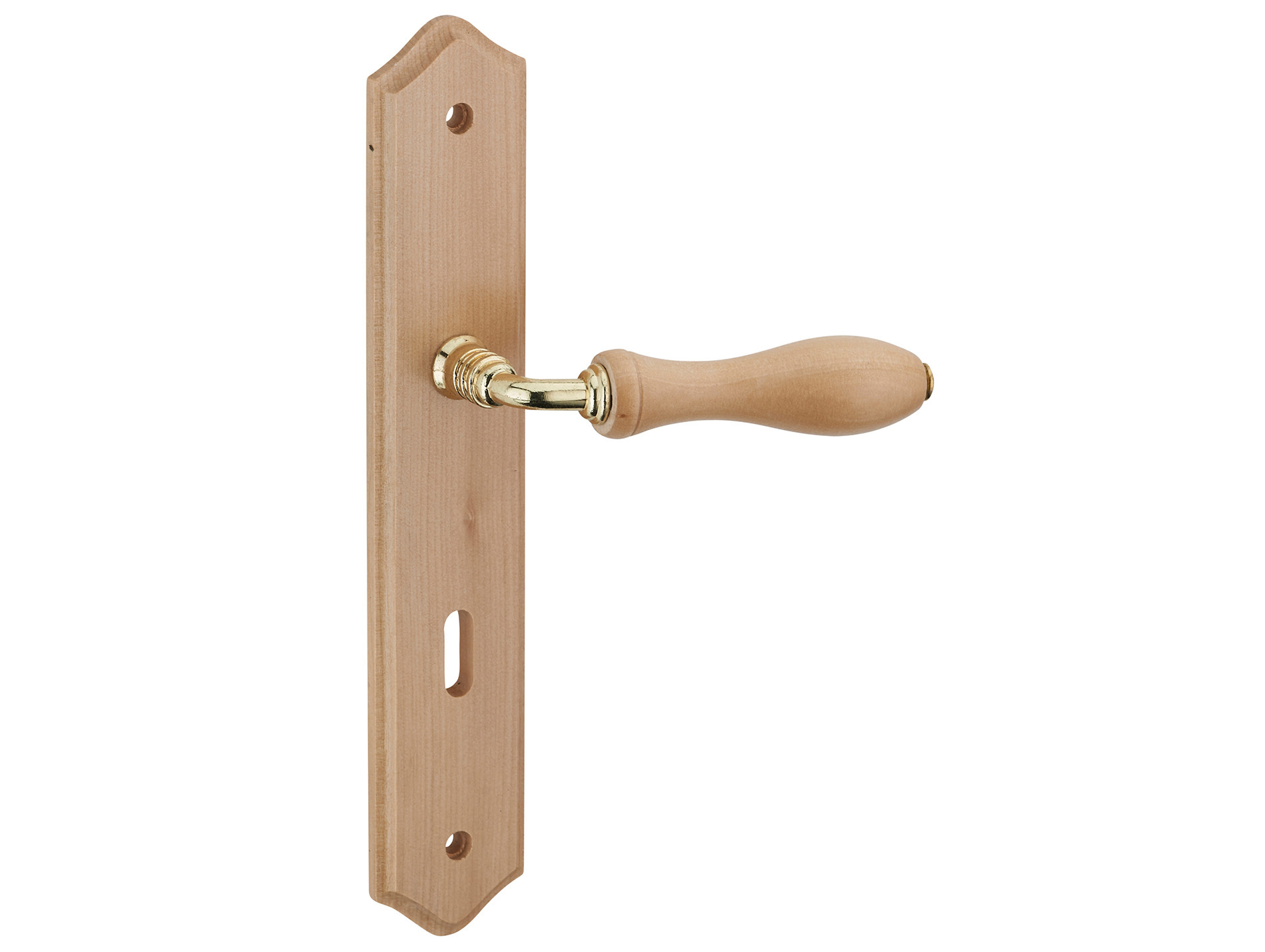 Poignée de porte Themis trou de clé entraxe 195mm bois naturel