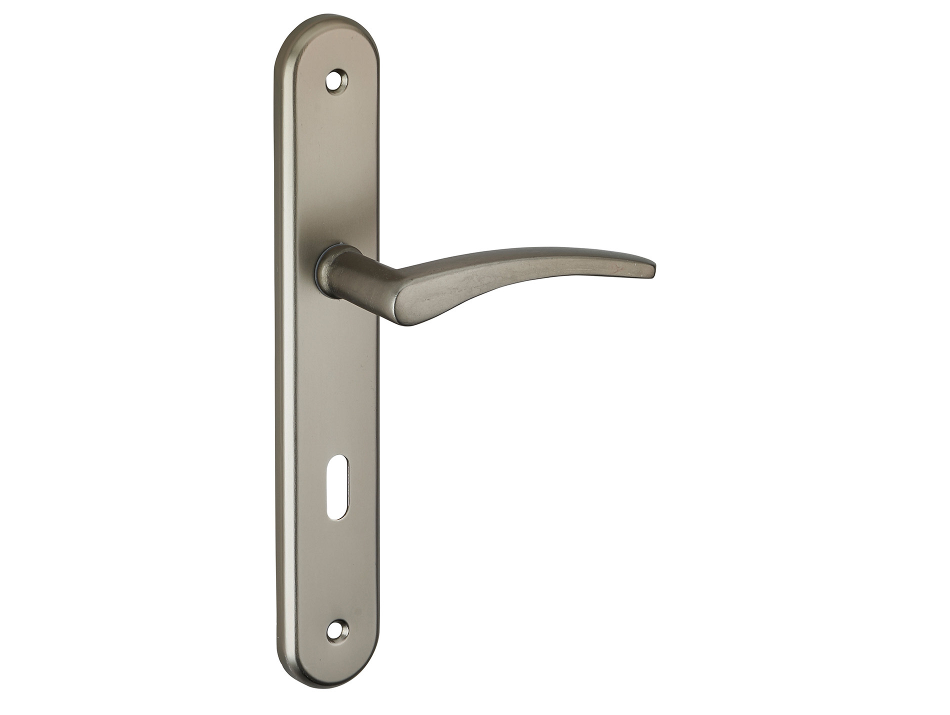 Poignée de porte Vesta trou de clé entraxe 195mm nickelé satiné