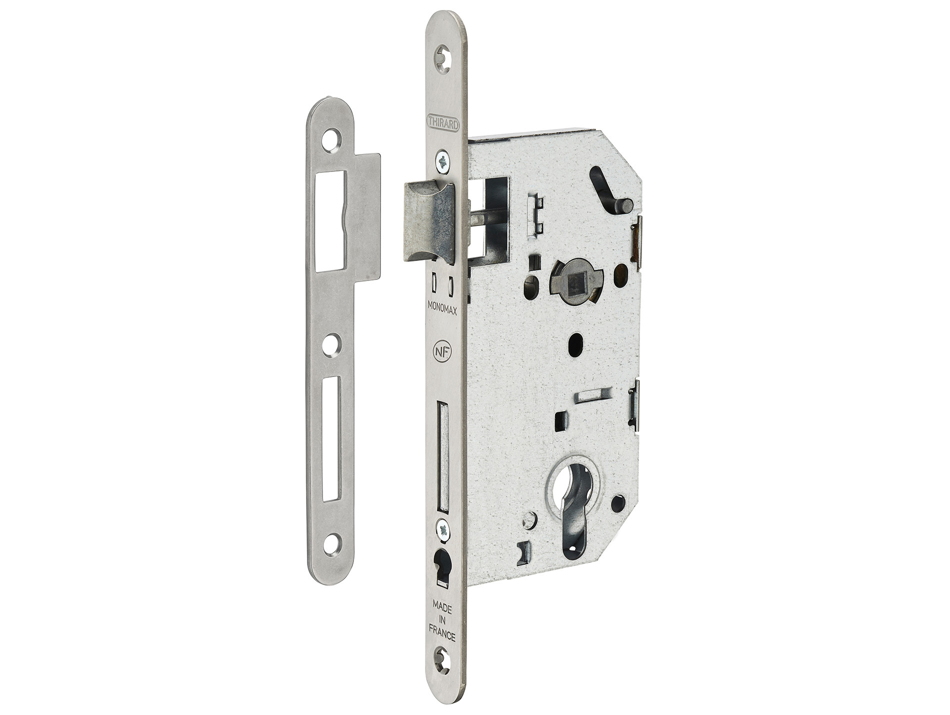 Serrure à encastrer Monomax axe 50mm cylindre 2 tours Inox