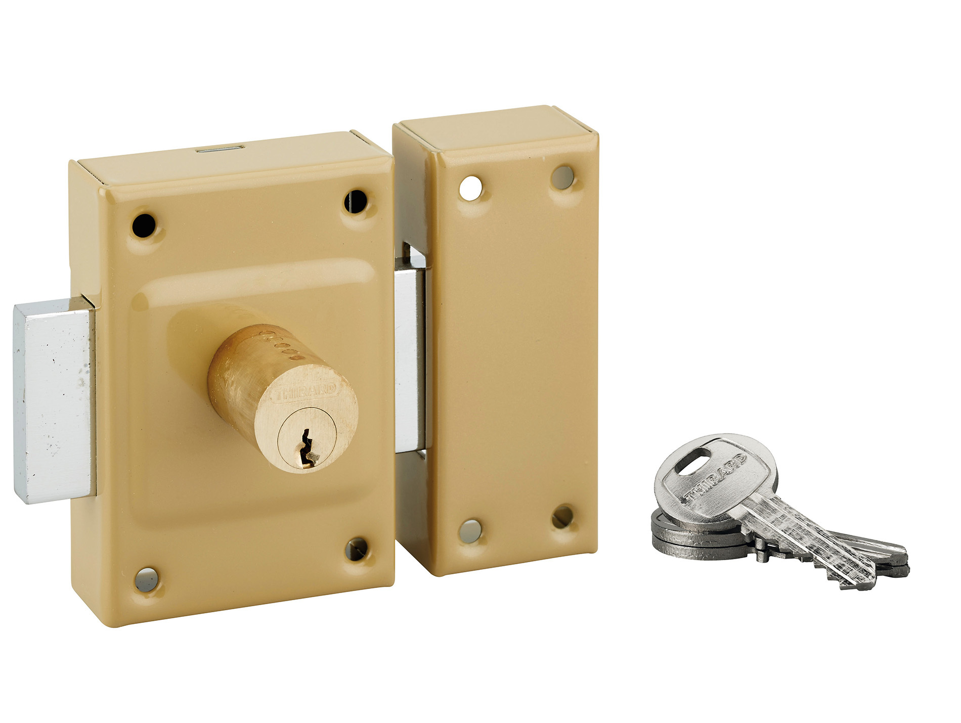 Verrou porte d'entrée vitrée Etendard double cylindre 40mm