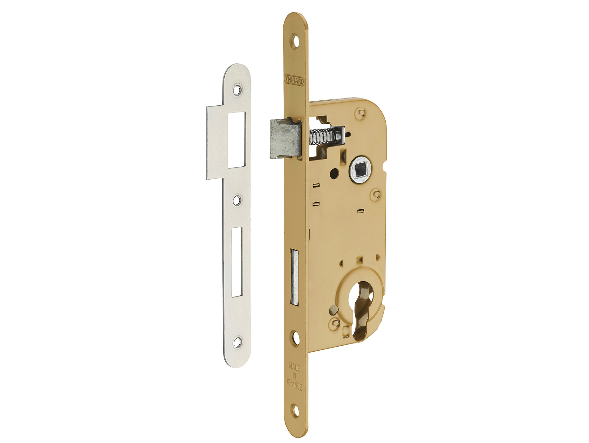 Serrure à encastrer axe 40mm avec cylindre bronze