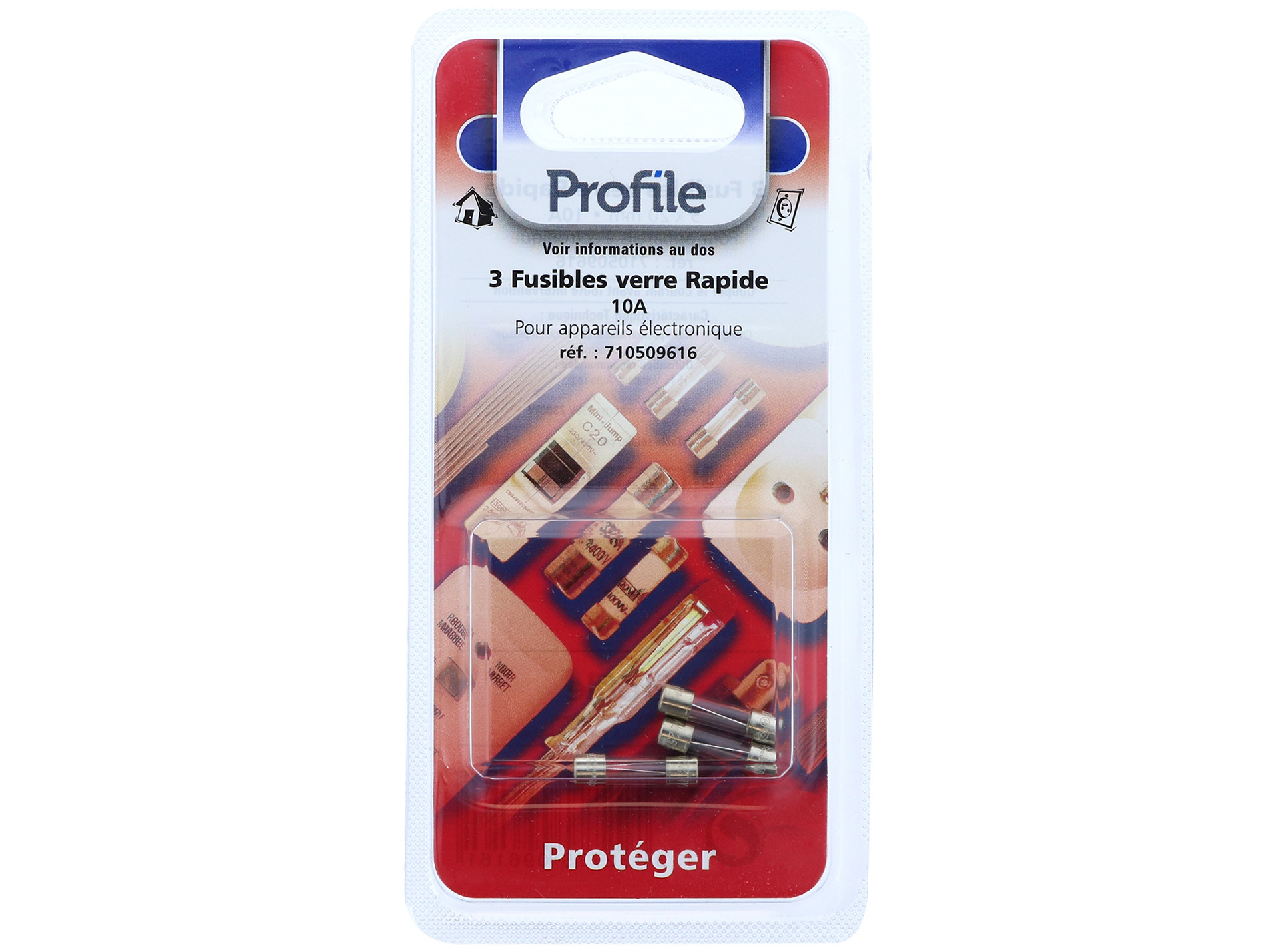 Fusible verre rapide 10A x3