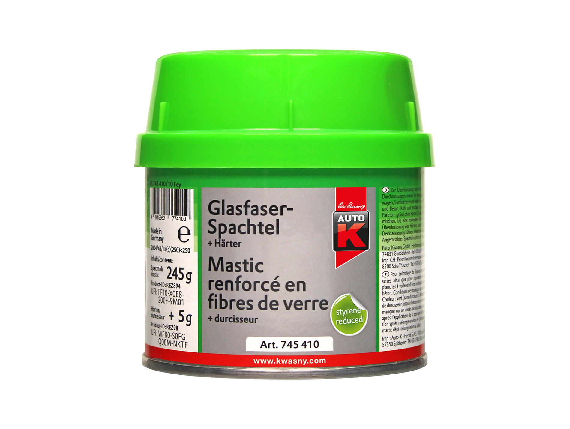 Mastic renforcé AUTO-K en fibres de verre 250g
