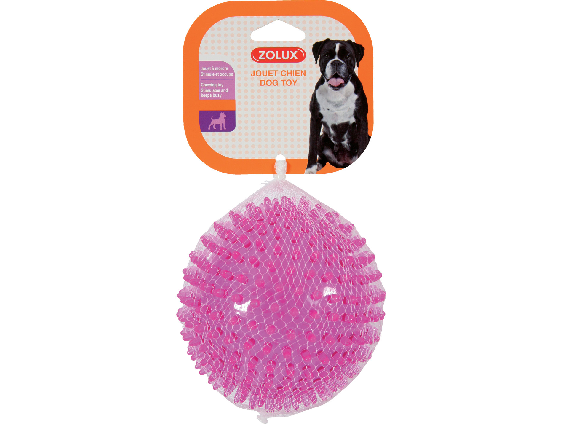 Jouet TPR balle picot Pop framboise