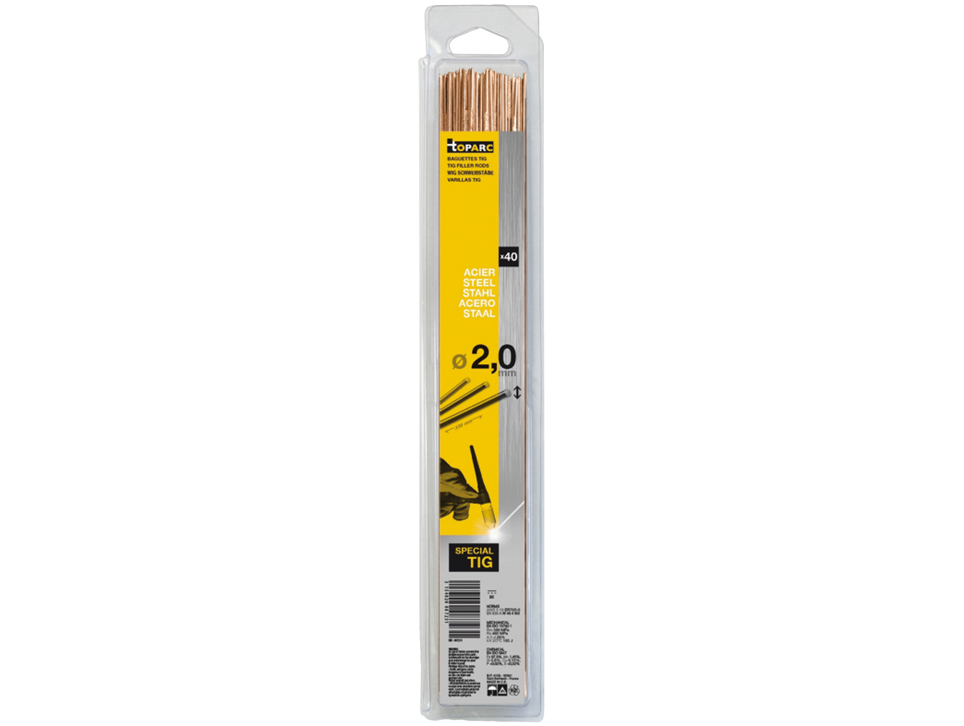 Baguettes TIG Acier (SG2) Ø 2,0 - 330mm x40
