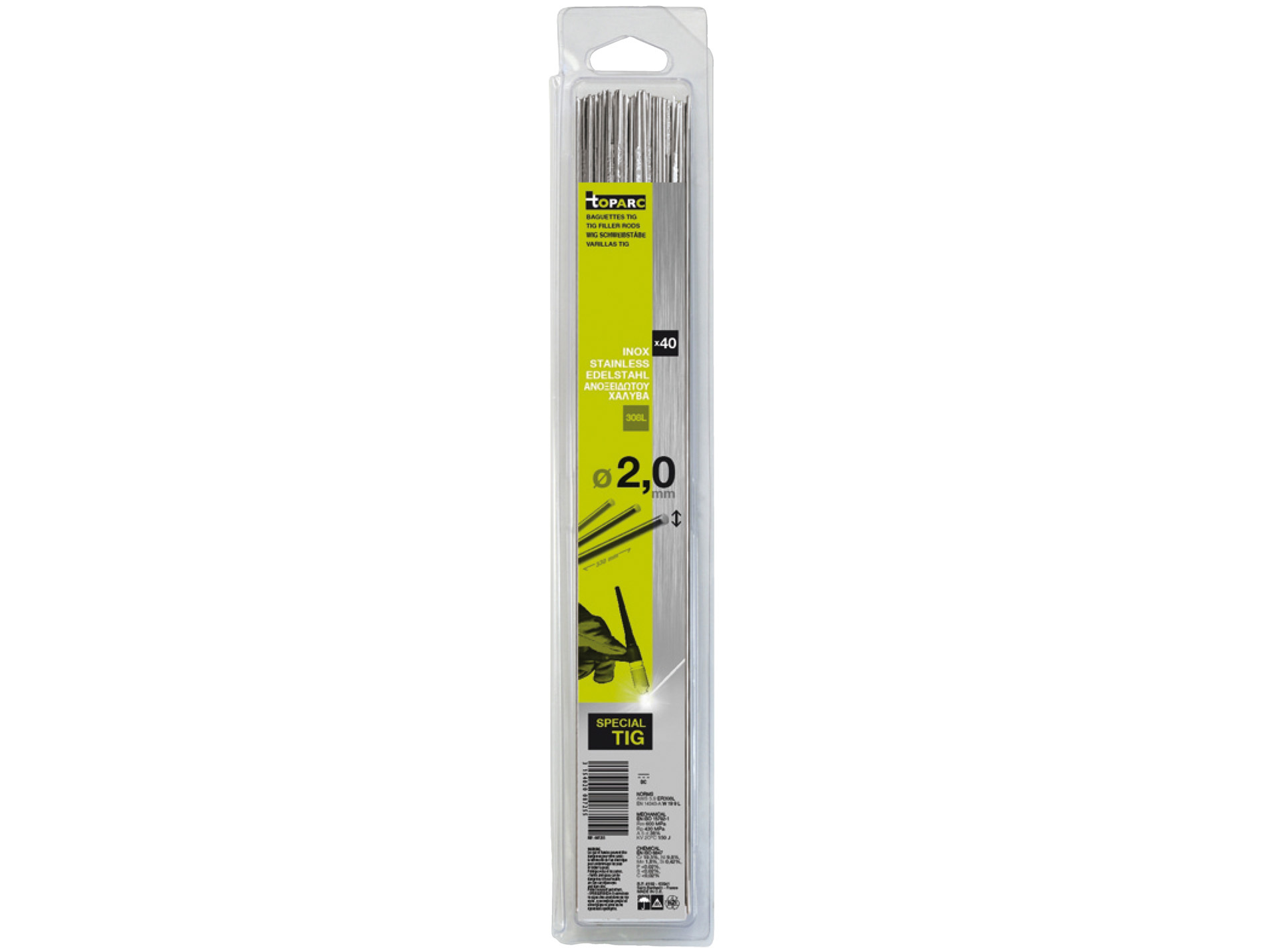 Baguettes TIG Inox (308L) Ø 2,0  - 330mm x40