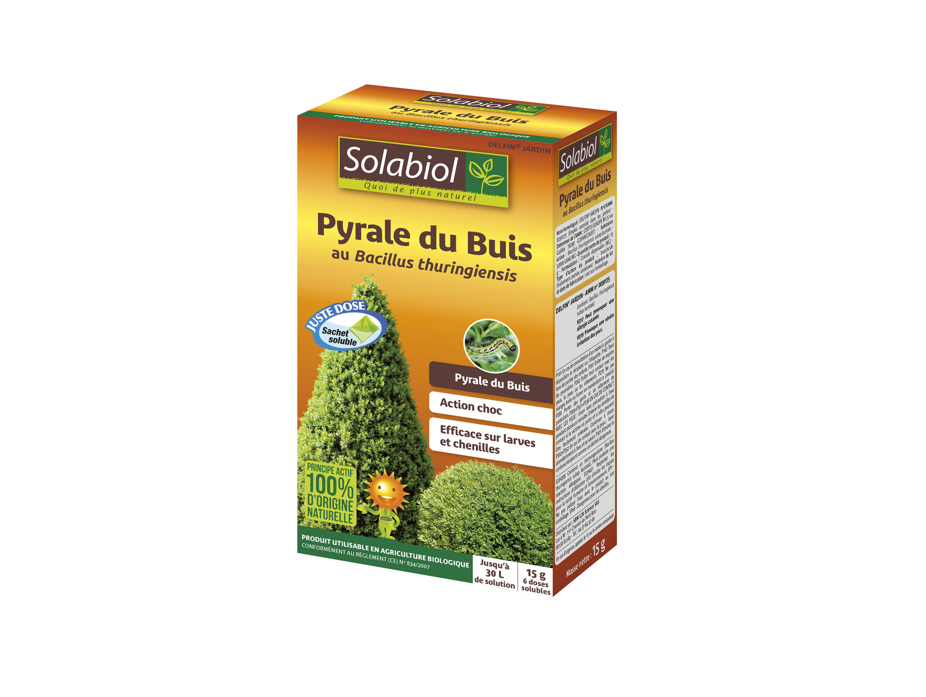 Insecticide SOLABIOL pyrale du buis doses 6x2.5g