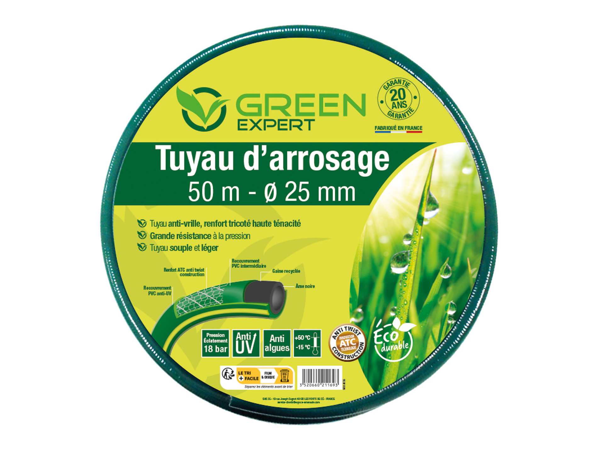 Tuyau d'arrosage ø25mm 50m GREEN EXPERT