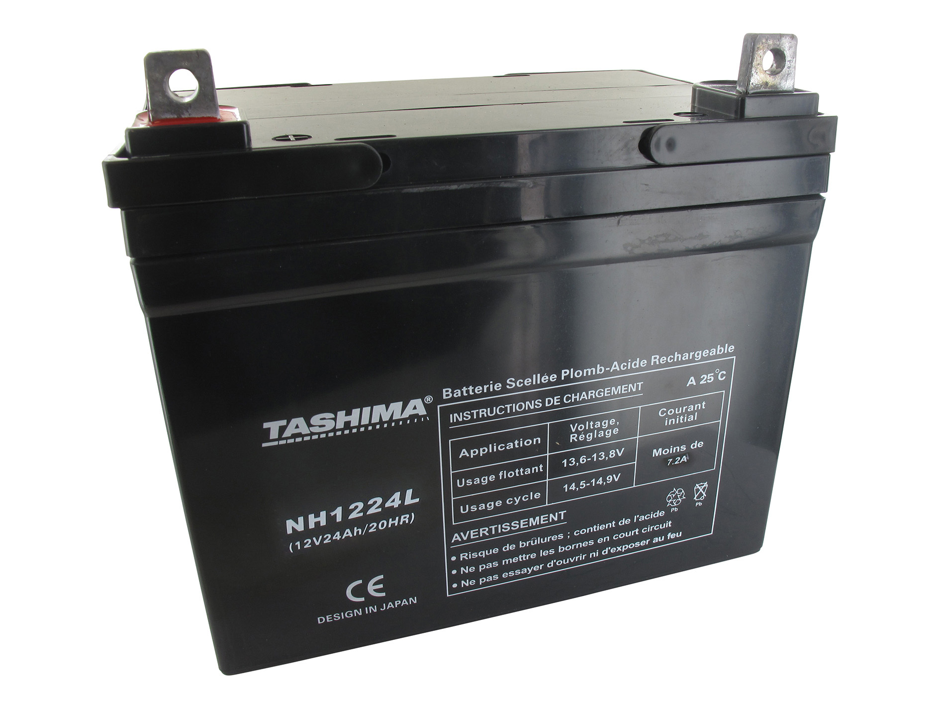 Batterie gel autoportée TASHIMA NH1224L 12V 24Ah gauche