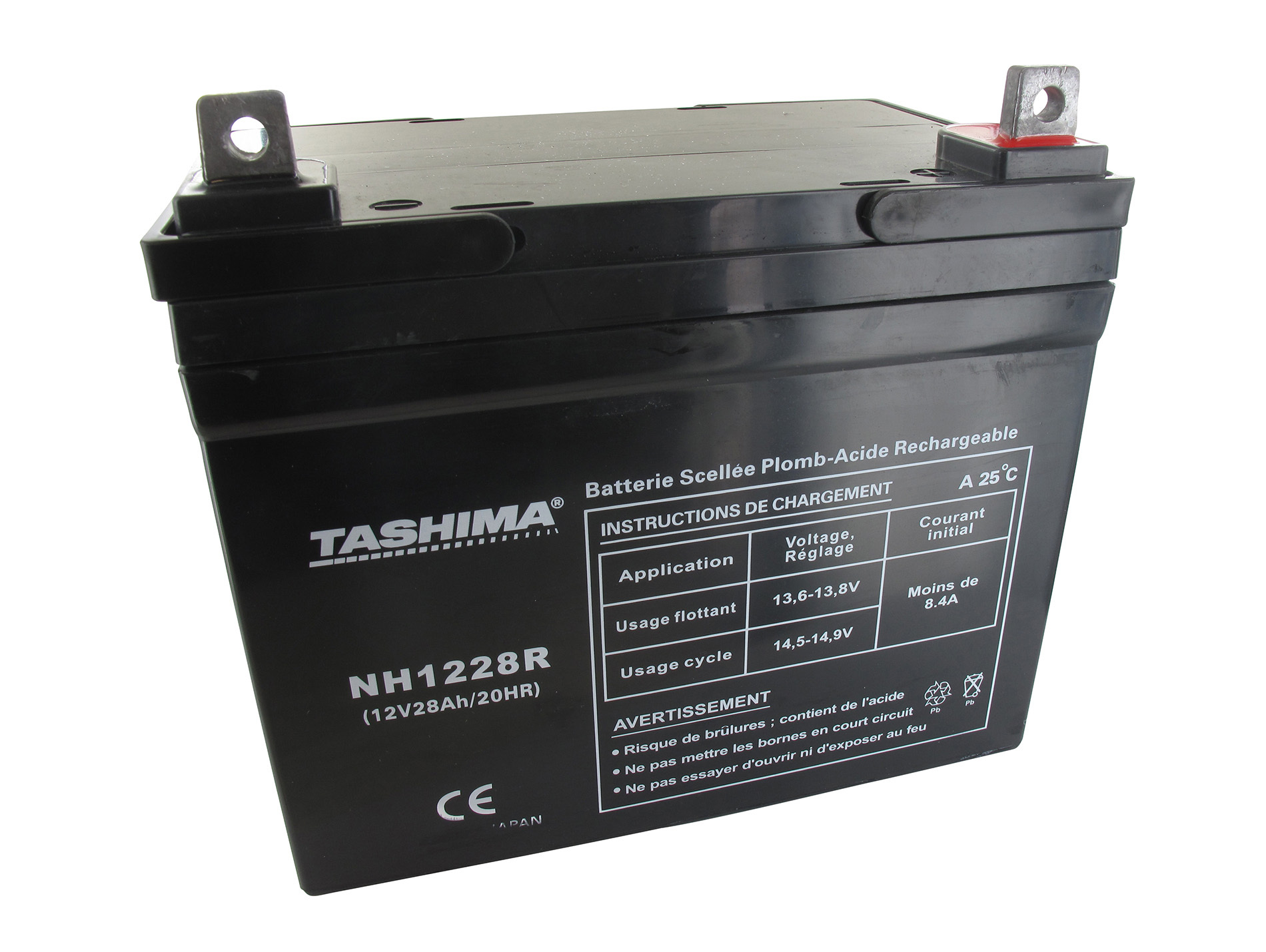 Batterie gel autoportée TASHIMA NH1228L 12V 28Ah droite