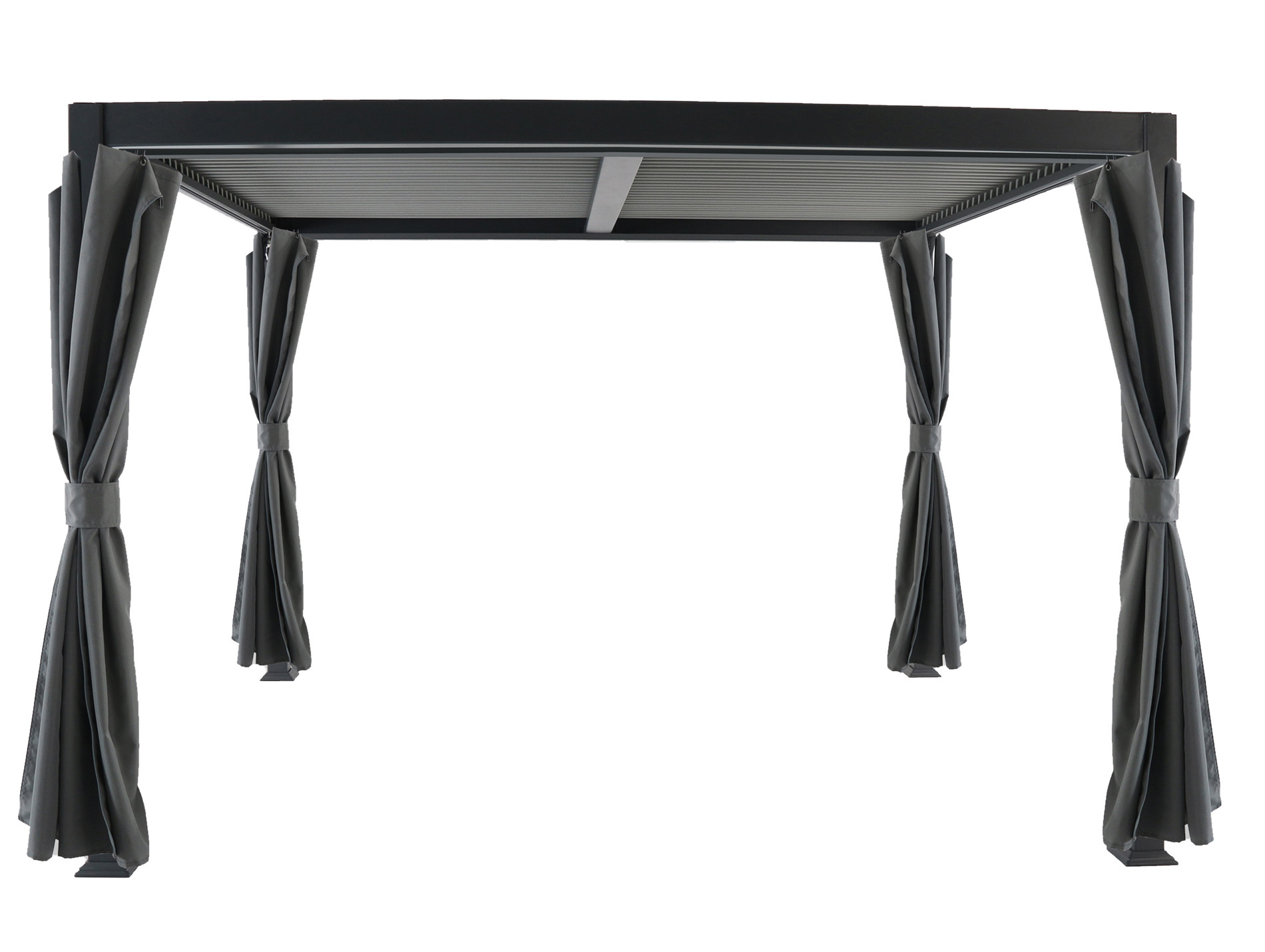 Tonnelle bioclimatique aluminium MWH Kiosko 3,6x3m + rideaux