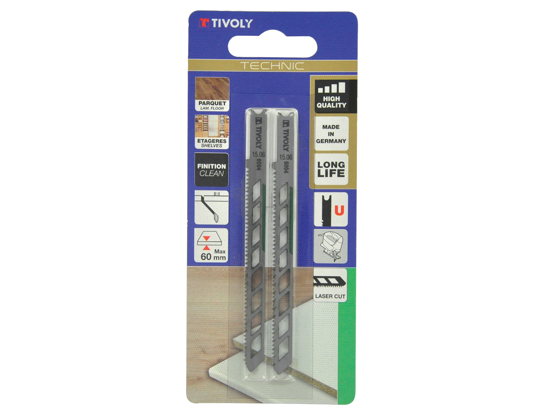 2 Lames scie sauteuse HCS finition bois tendre U 60mm
