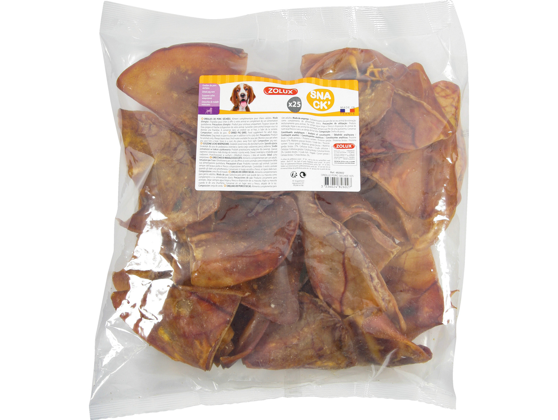 Friandise oreilles de porc séchées ZOLUX x25
