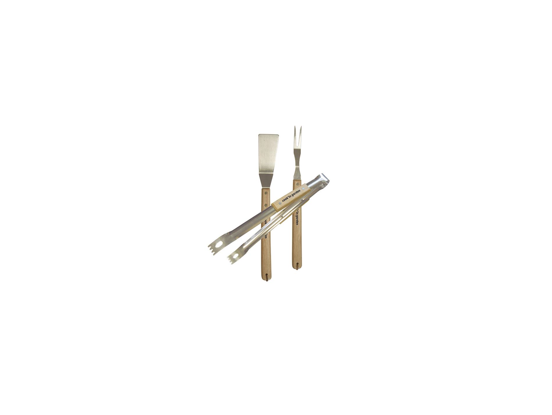 Set 3 ustensiles barbecue COOK'IN GARDEN inox et bois