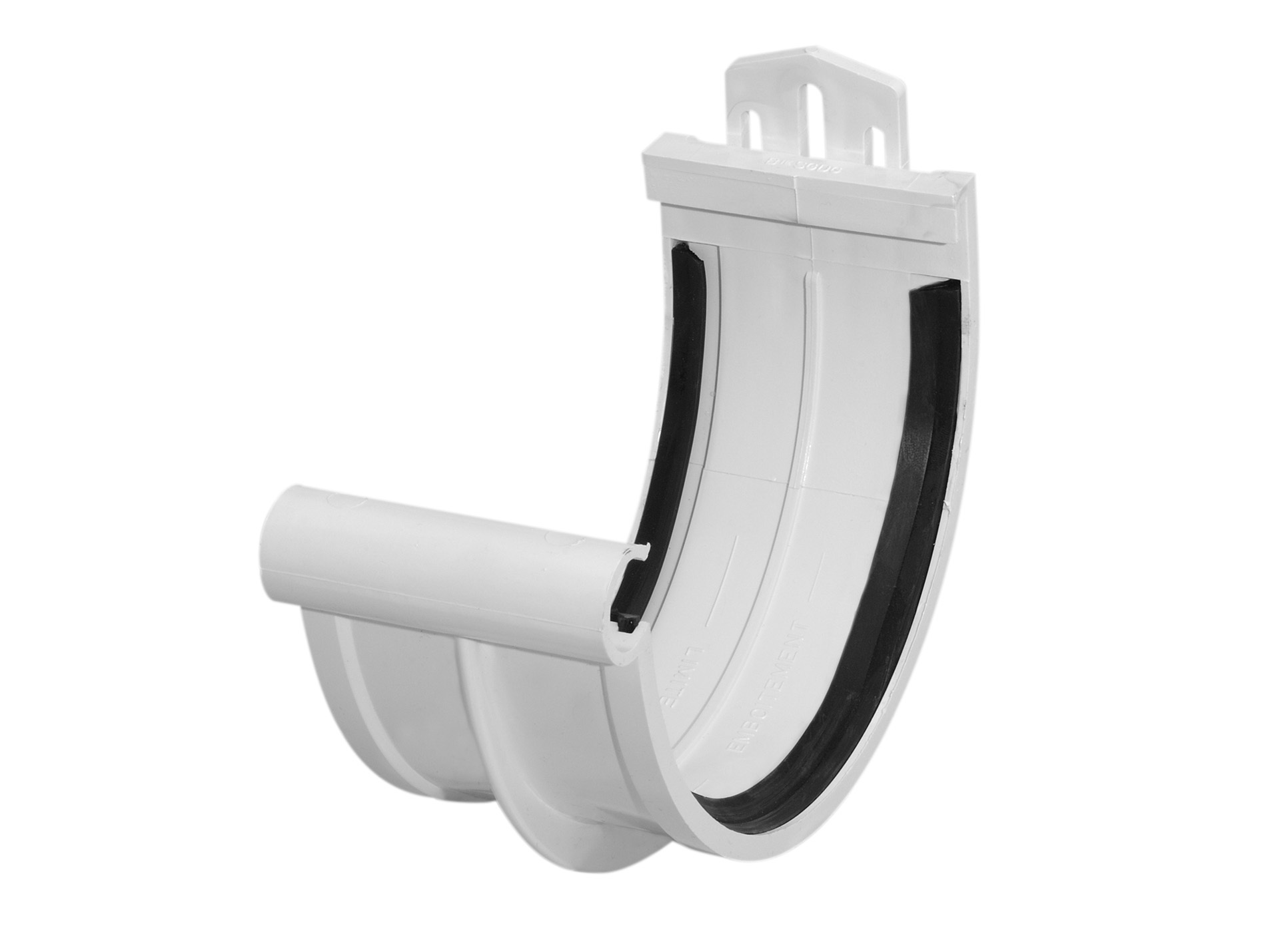 Jonction de gouttière demi-ronde D33 Blanc