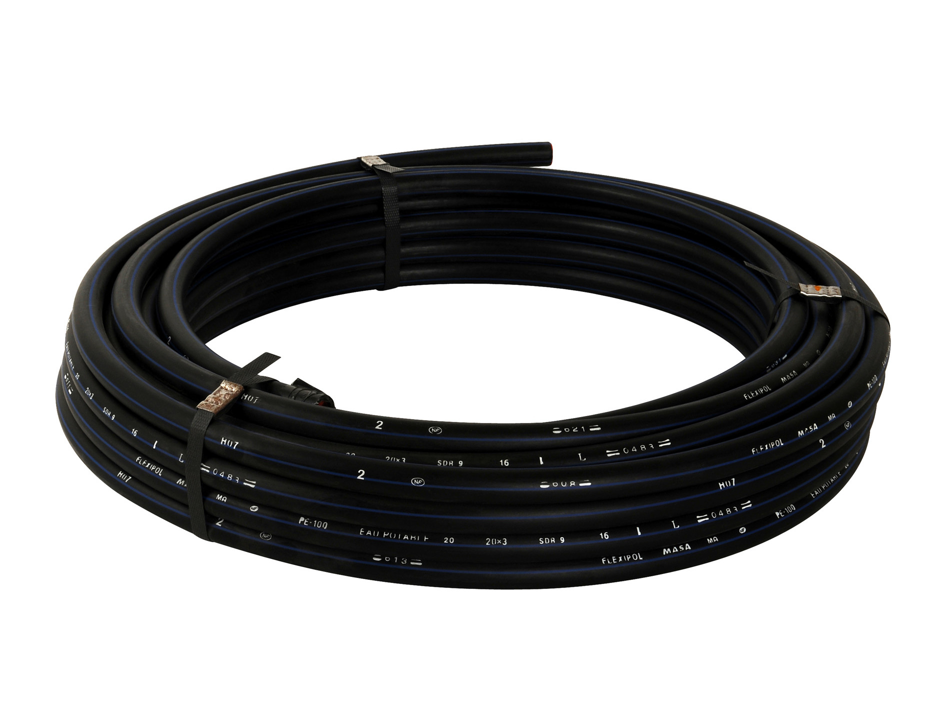 Tuyau PEHD bande bleue Ø20 25M