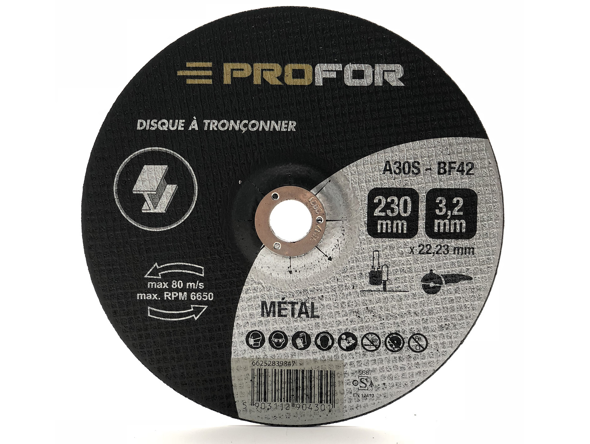 Disque à tronçonner acier Ø230 x 3mm PROFOR