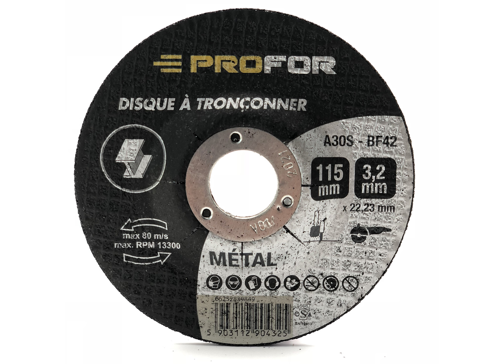 Disque à tronçonner acier Ø115 x 3mm PROFOR