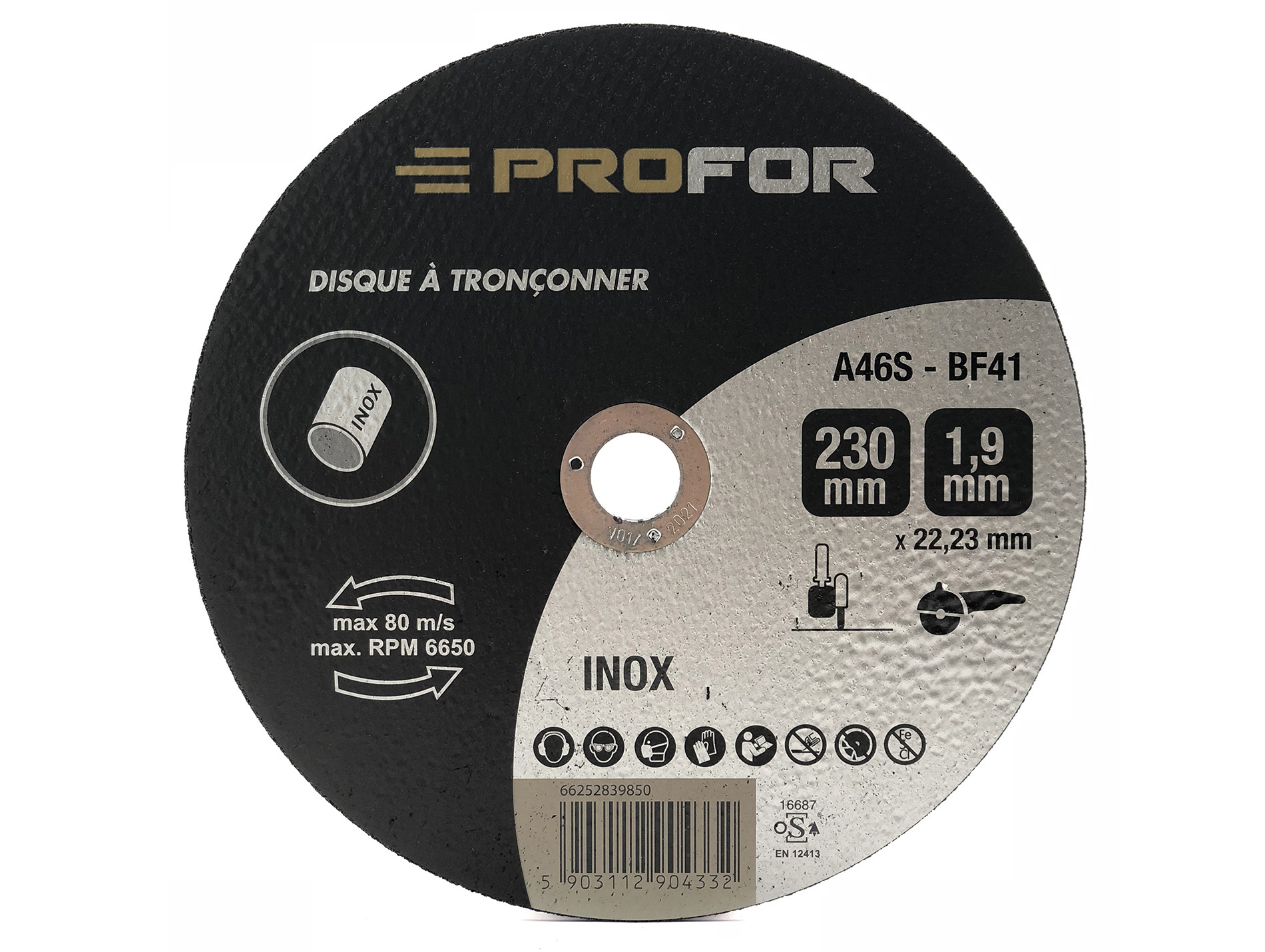 Disque à tronçonner inox Ø230 x 2mm PROFOR