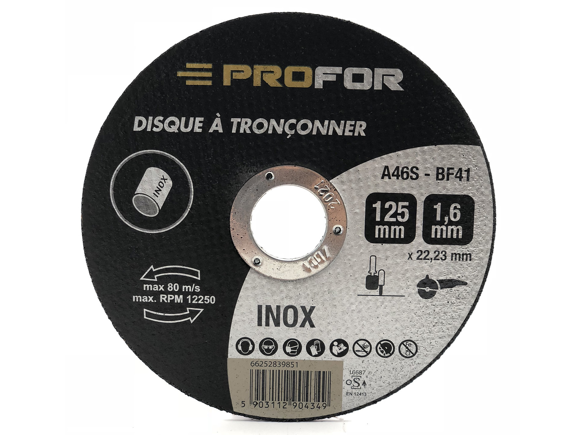 Disque à tronçonner inox Ø125 x 1,6mm PROFOR