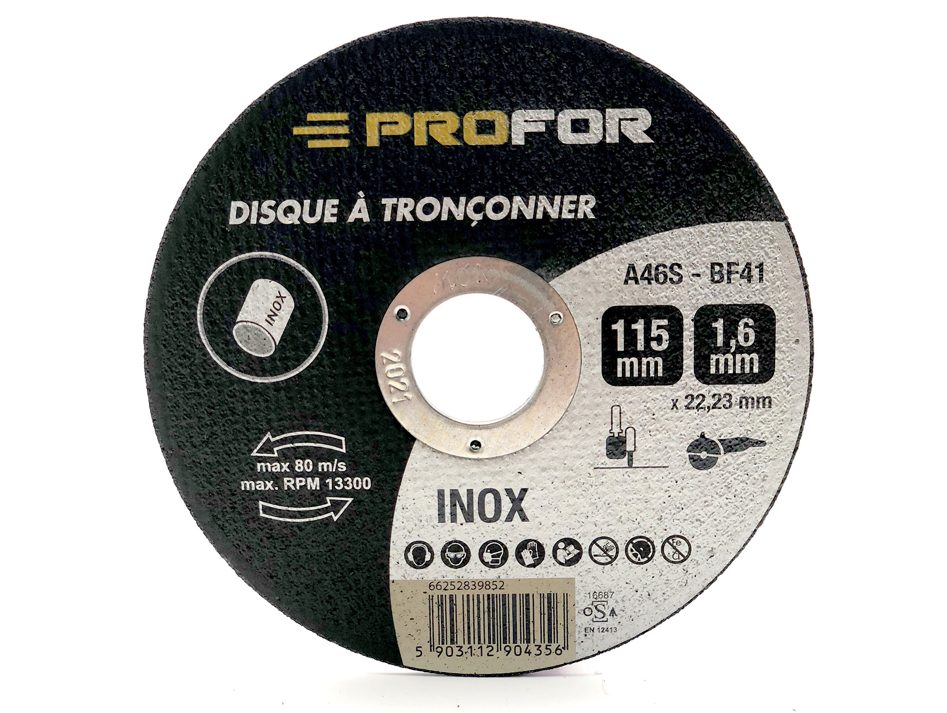 Disque à tronçonner inox Ø115 x 1,6mm PROFOR