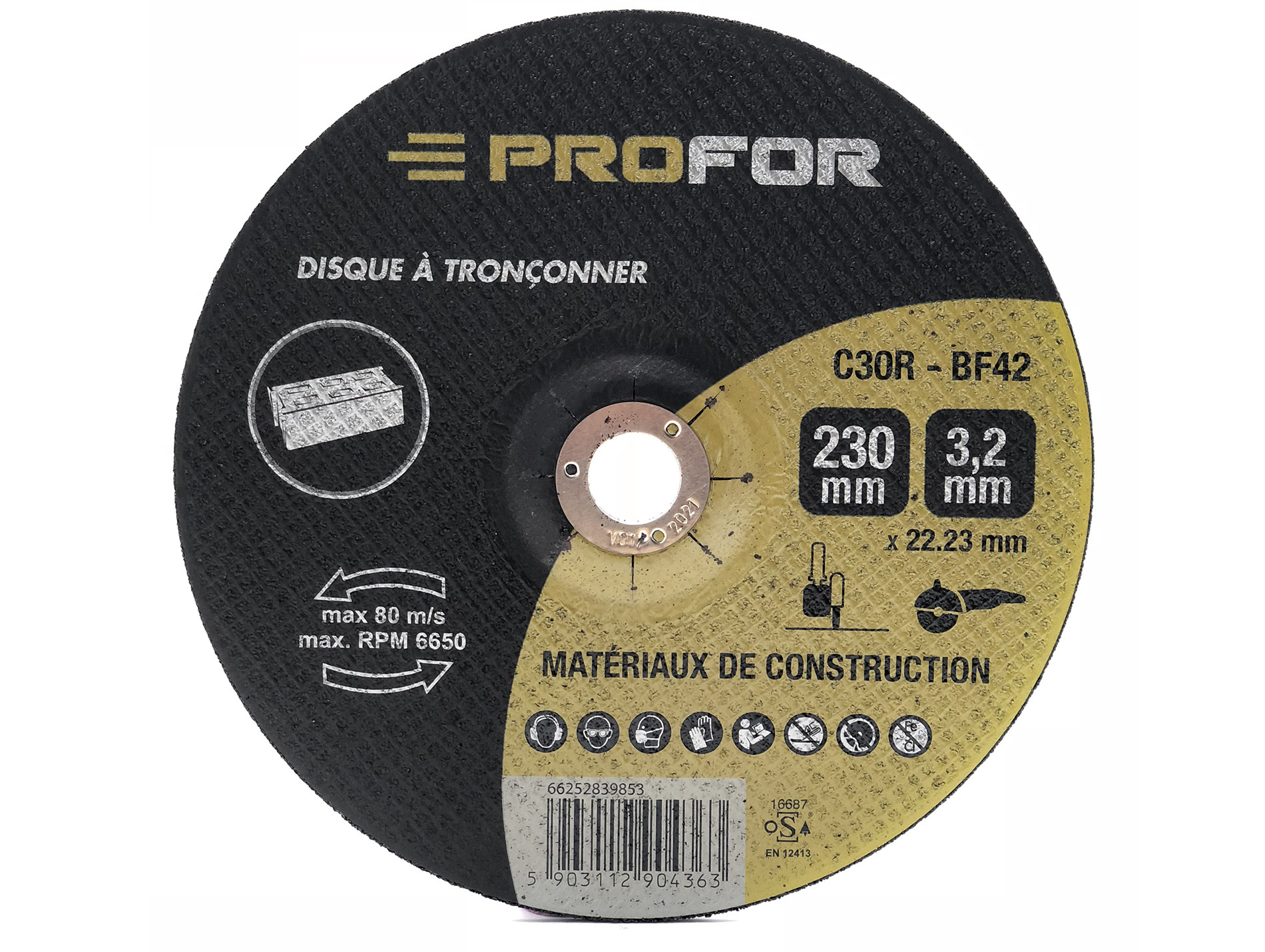 Disque à tronçonner tous matériaux Ø230 PROFOR