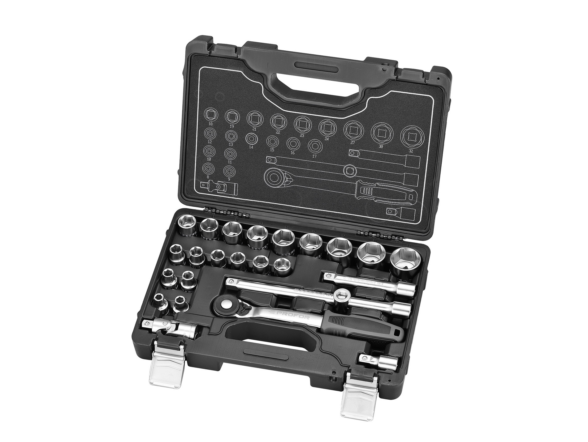 Coffret douilles 1/2" 24 pièces PROFOR