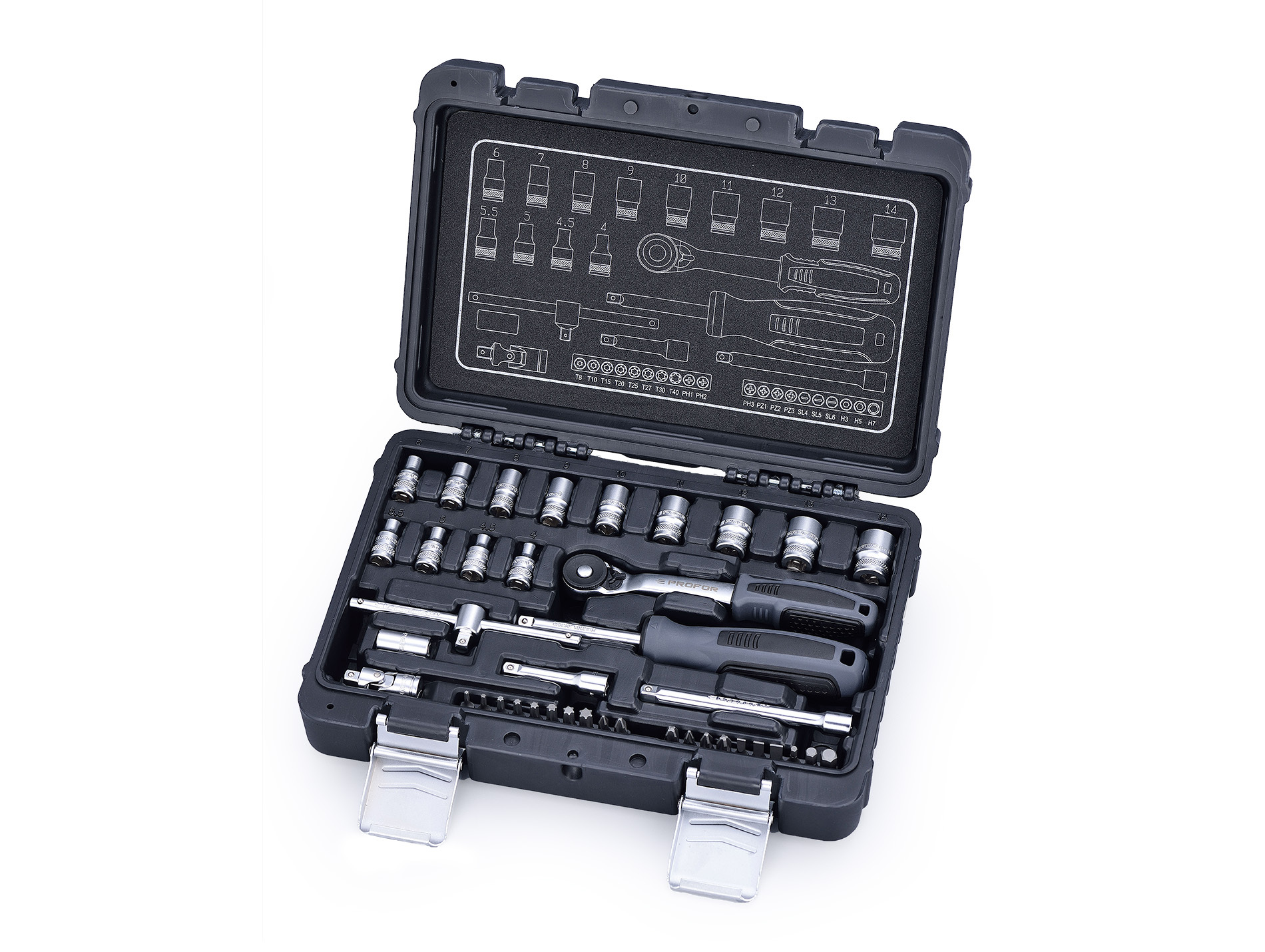 Coffret de douilles 40 pièces 1/4 PROFOR
