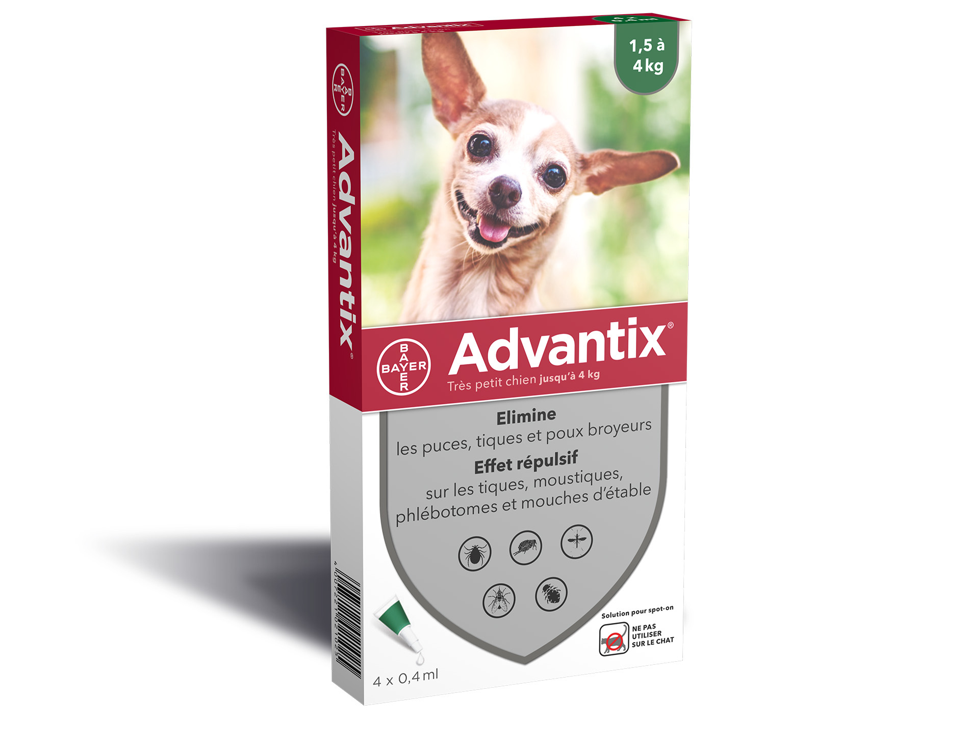 Pipette antiparasitaire chien ADVANTIX 1,5 à 4kg x4